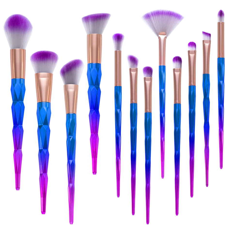

Unicorn Makeup Brushes 12pcs Thread Rainbow Professional Make Up Brush set Blending Powder foundation eyebrow eye contour Brush.