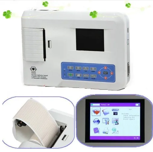 

3 Channels ECG / EKG Machine with Printer and Paper and USB Software ECG300G Brand new Free shipping