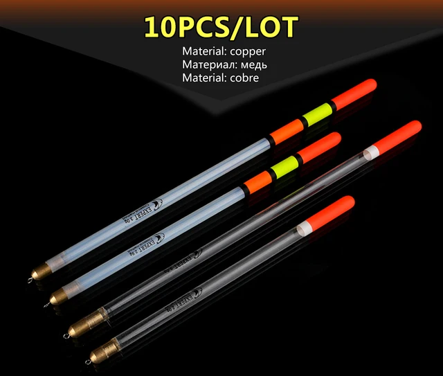 10PCS 1.5/2.0/2.5/2.6/3.0G Mix Size Hard Plastic Fishing Float With  Transparent Tube Vertical Buoy Fishing Tackle