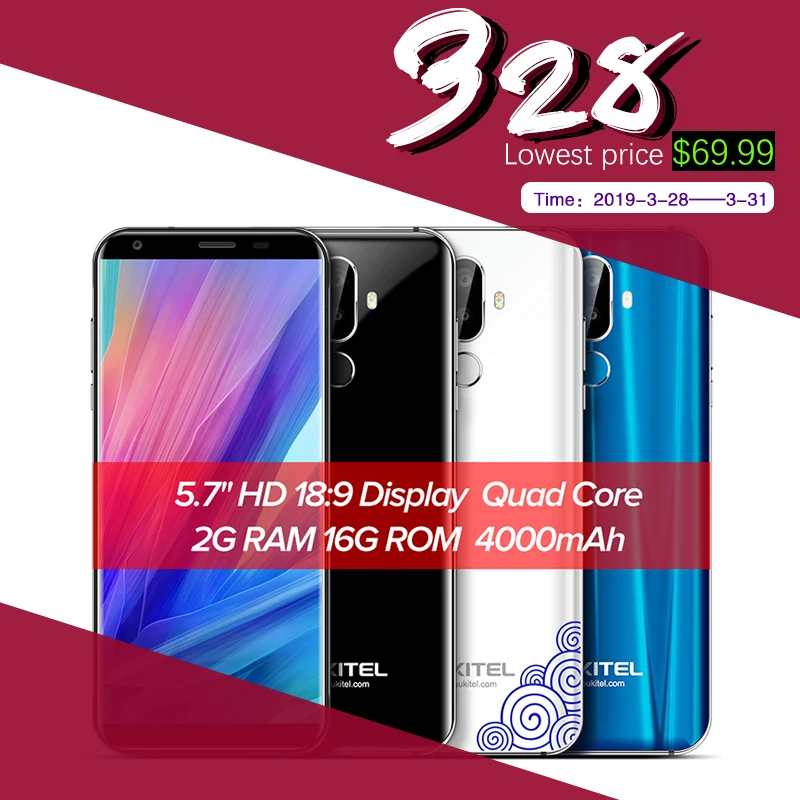 Oukitel K5 4G 5.7 inch 18:9 Display MTK6737T Mobile Phone Android 7.0 2G 16G Quad Core 4000mAh 3 Cameras Fingerprint Smartphone