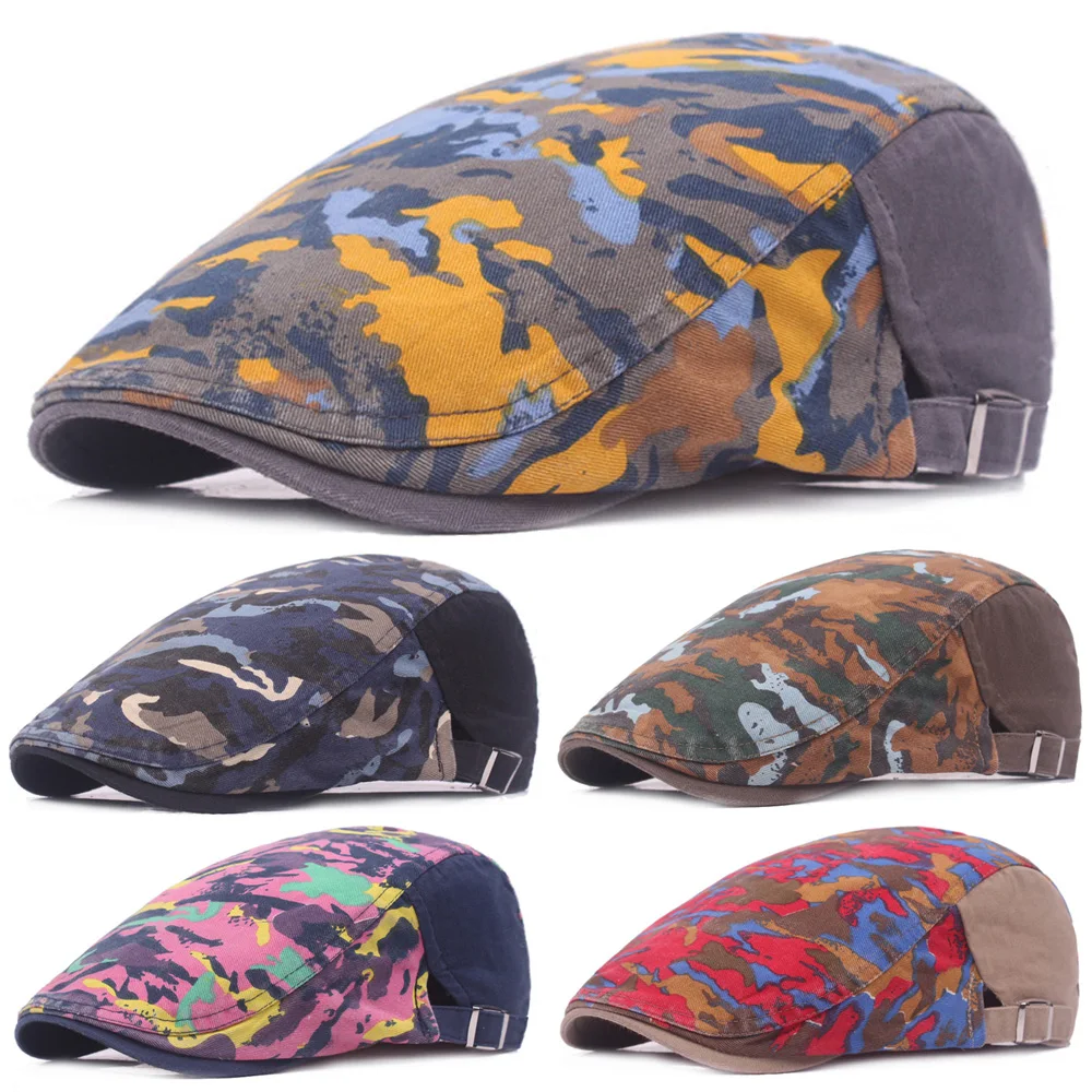

Men’s Hats Stylish Camouflage Pattern Cabbie Golf Beret Newsboy Caps Hats CSHAT0348