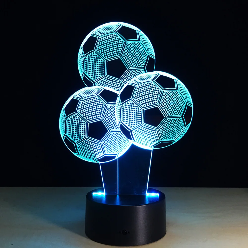 7 Colors Changing 3D Illusion Football Soccer Night Light 3D Visual Light Desk Luminaria