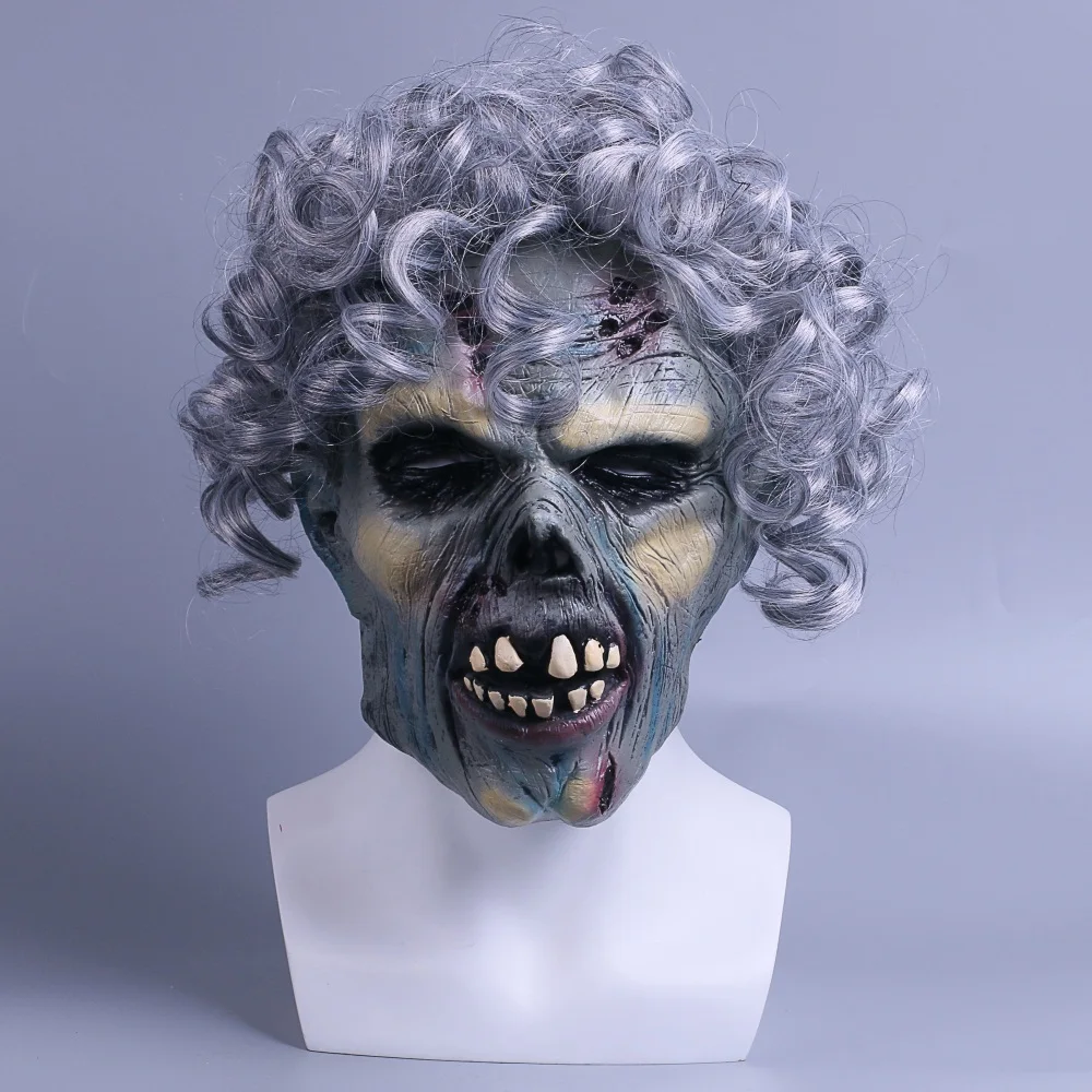 

Scary Skull Mask Horror Wavy Hair Devil Face Demon Fancy Party Halloween Mask