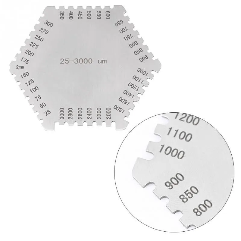 Высокая точность практичный из нержавеющей стали для нанесения мокрой пленки гребень 25-3000 мкм Толщиномер измерительный инструмент