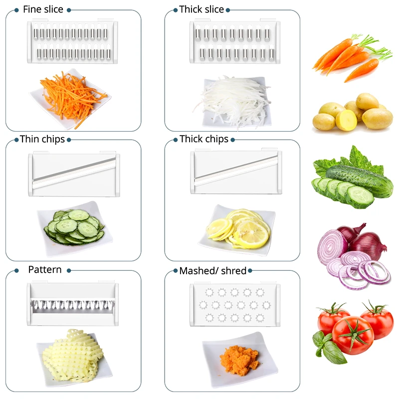 Кухонная многофункциональная овощная Терка с 6 лезвиями резак для моркови слайсер измельчитель Резак картофельный Ил измельчитель кухонный гаджет