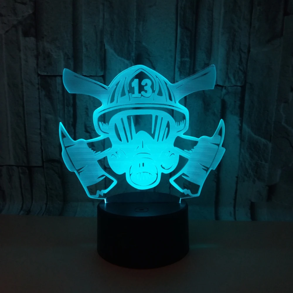 

Fire mask 3d Visual Illusion LED Lamp Transparent Acrylic Night Light Led Lampa 7 Color Changing Touch Table Bulbing Room Lamp