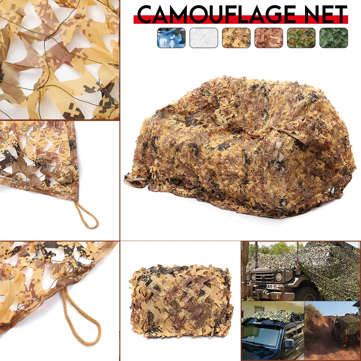 

3x4m/4x5m Hunting Military Digital Desert Camouflage Nets Woodland Army Camo netting Camping Sun ShelterTent Shade sun shelter