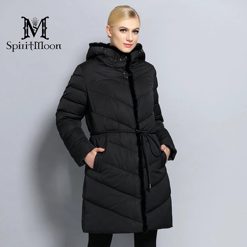SpiritMoon 2017 Winter Women Thick Coat Female Coat Bio Down Jacket Hooded Thick Parka With Natural Mink Fur Plus Size 5XL 6XL