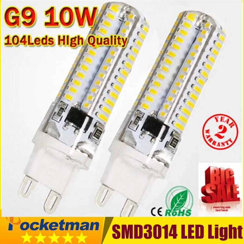 

G9 AC220V 10W 6W LED G9 Light Bulb lamp LED 104 / 64 LEDs SMD3014 car bulb Super bright free shipping