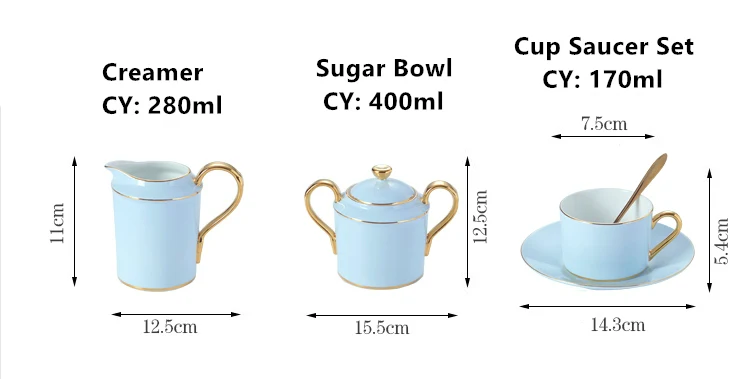 Золотой, синий, костяной фарфор, кофейный набор, роскошный фарфор, благородный чайный набор, расширенный горшок, чашка, керамическая кружка, сахарница, сливочник, чайная посуда