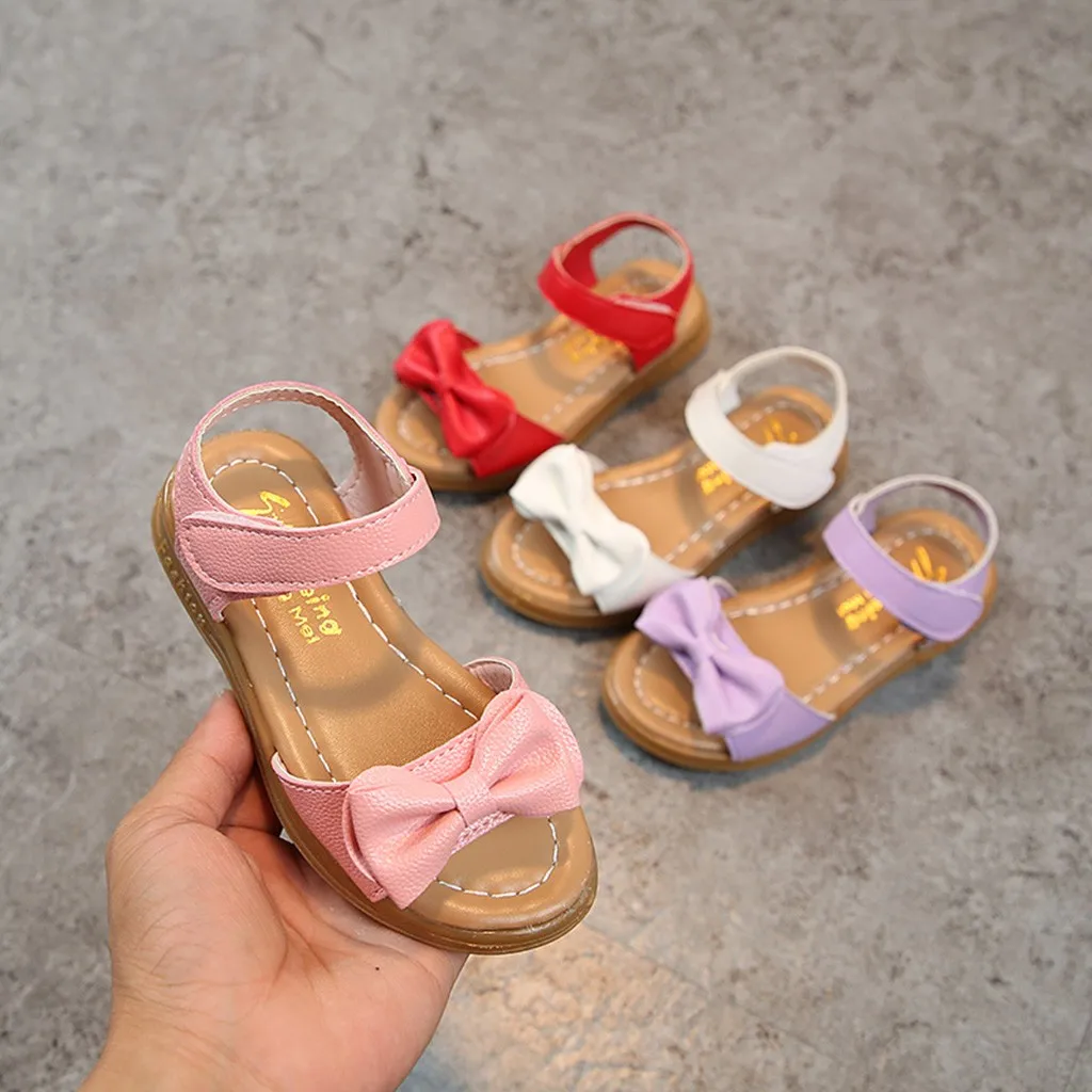 Newest kids sandals Summer Kids Shoes Children Magic Hook Beach Sandals Fashion Bowknot Girls Flat Pricness Shoes Dropshipping