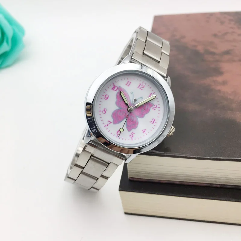 

Hot Fashion Women Watches Silver Stainless Steel Band Ladies Quartz Watch Female Beautiful Cartoon Wristwatch for girls student