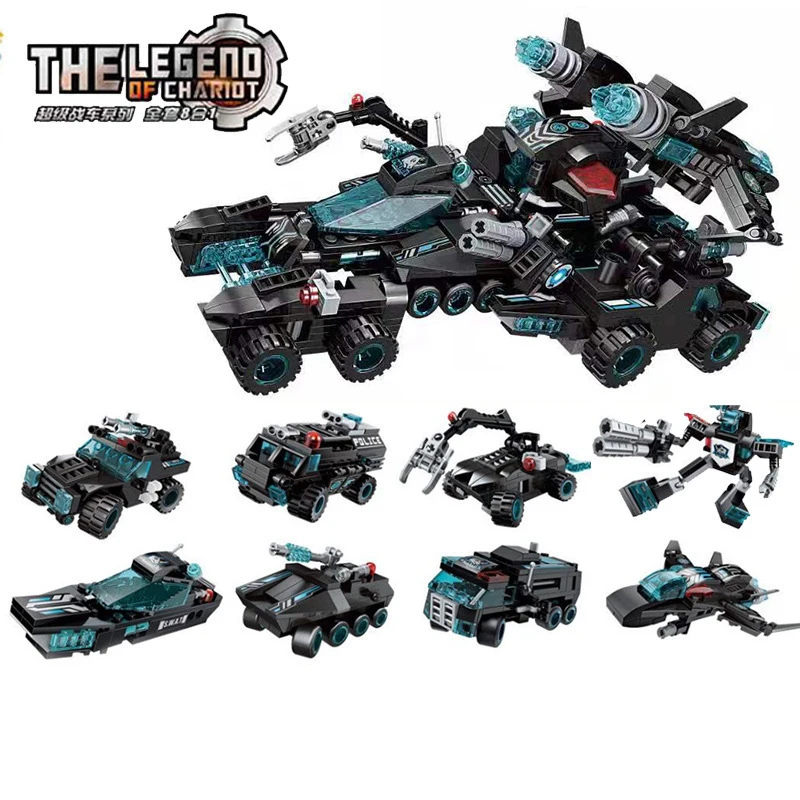 

8in1 714pc Children's building blocks toy Compatible Legoings city technik Shadow Pulse Chariot figures Bricks birthday gifts
