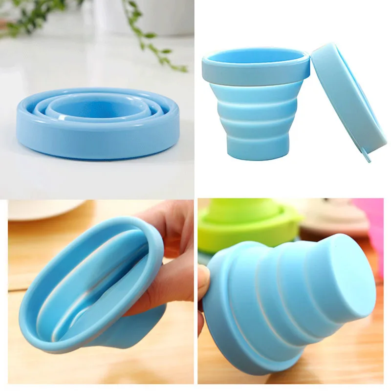 Al aire libre vajilla nueva portátil de silicona plegable retráctil copa de agua viajes de Camping telescópica plegable suave bebiendo tazas