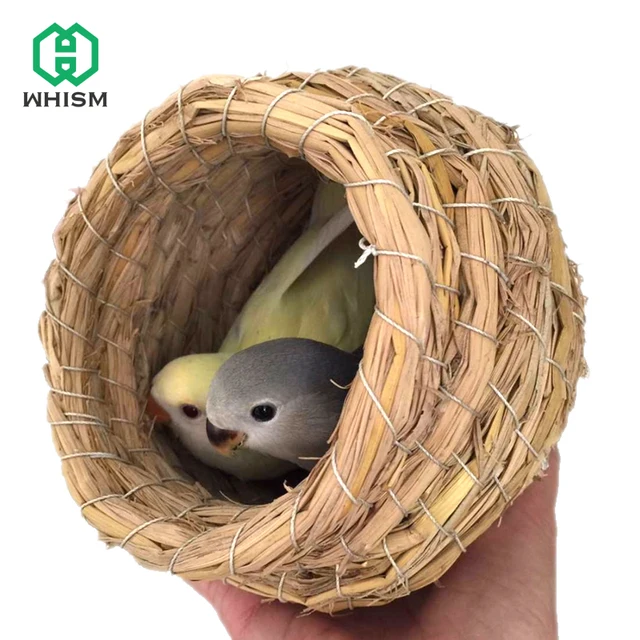 WHISM Straw Rattan Parrot Nest Cages Bird Nest Pet Nest Animals House