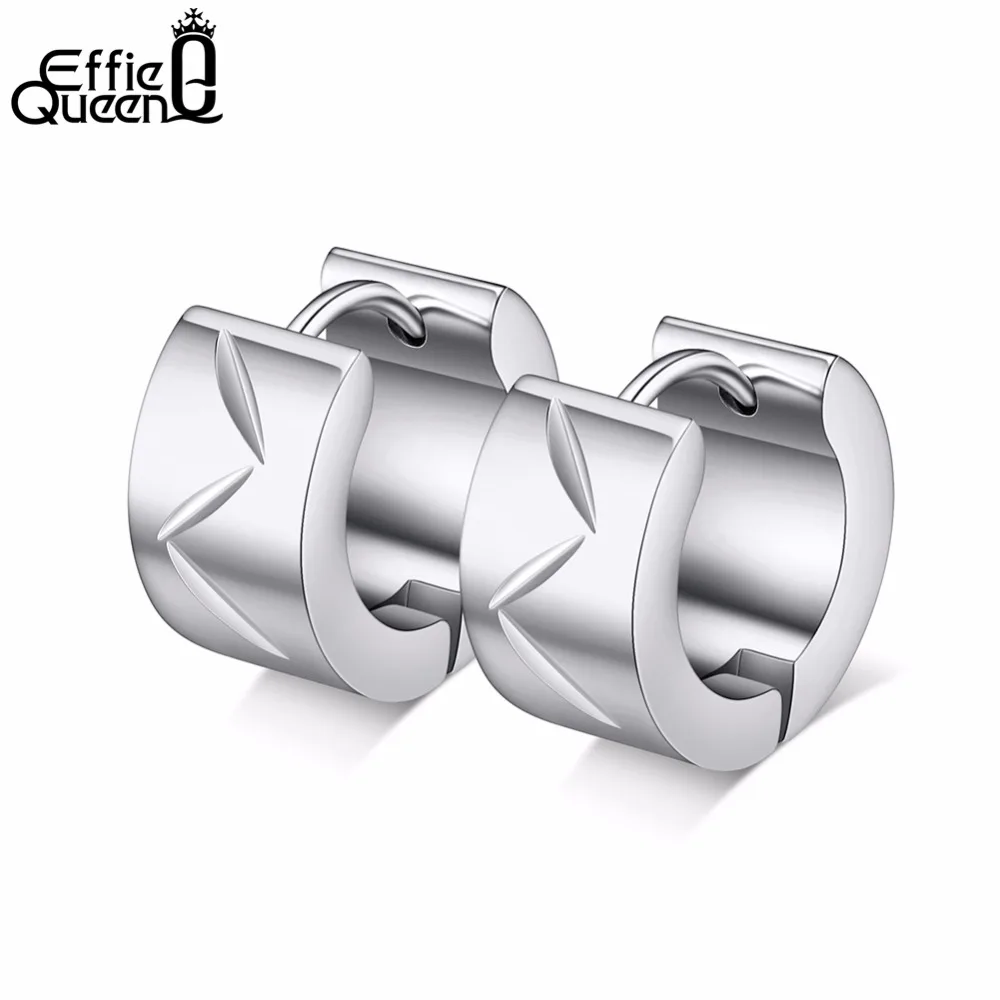 

Effie Queen Stainless Steel Small Hoop Earrings For Female Leaf Pattern 12mm Round Silver Color Earring Party Jewelry DGTE107