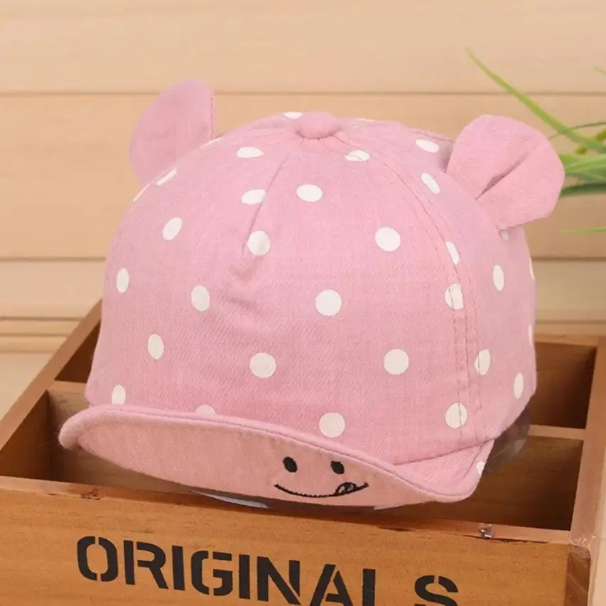 

New Arrival Cute Kids Bongrace Peak Hat Smiling Face Wave Point Baseball Sunhat Children's Cap Infant Baby Chapeau Hats Dicer