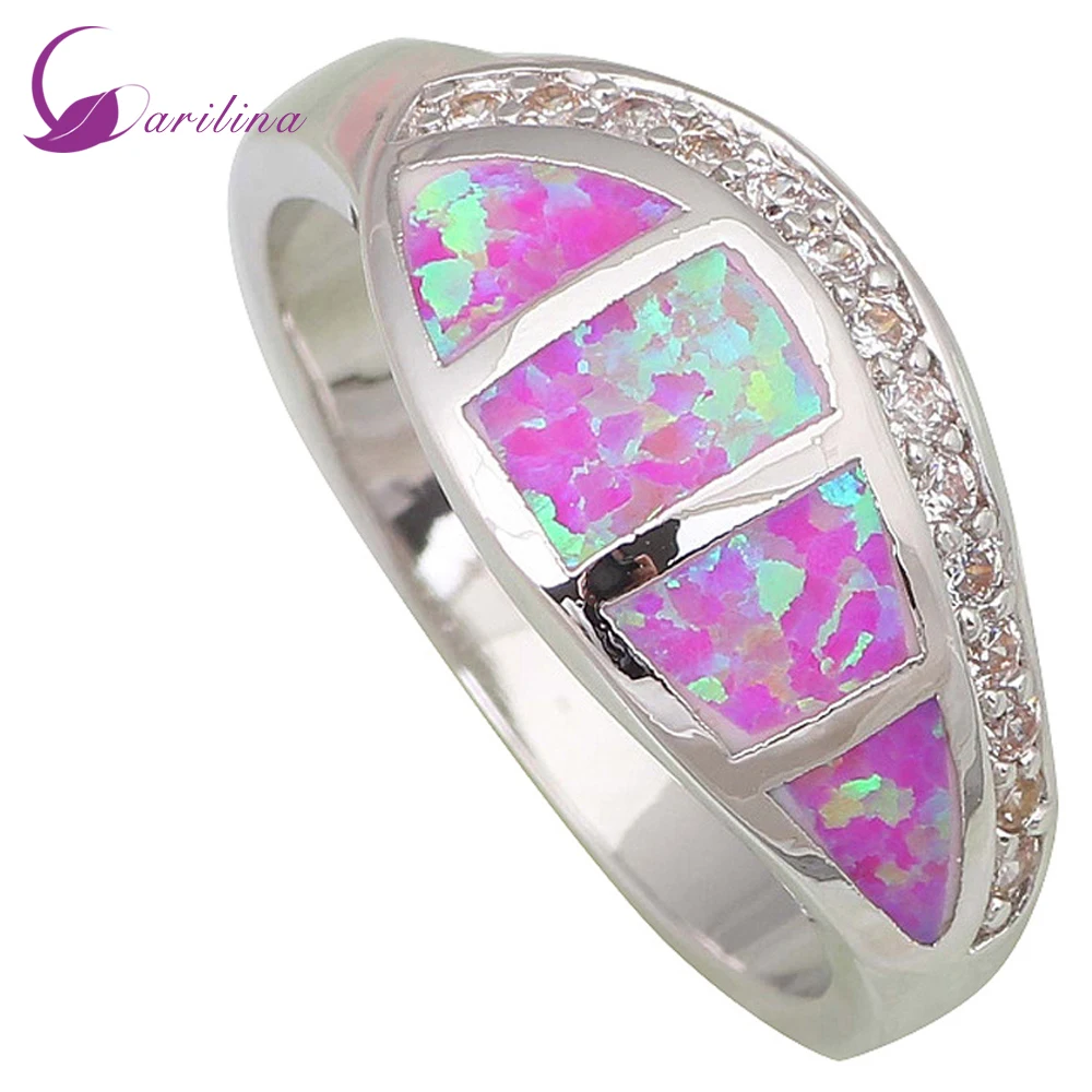 

Fina Jewelry Party 2015 New Statement Rings for women Pink Fire Opal 925 sterling silver jewelry Bridal ring R430