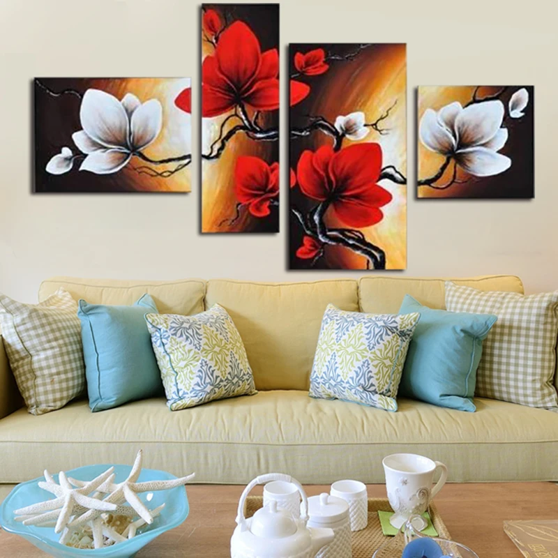 

5D Red White Flower DIY Diamond Mosaic Painting Embroidery Full Drill Round Diamond Picture Stitch Diamond Picture Home Decor