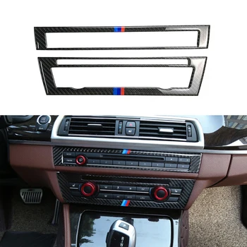

2 PCS Carbon Fiber Car Interior CD Control Panel Frame Cover Trim Stickers Auto Car Accessories For BMW F10 5 Series 2011-2017