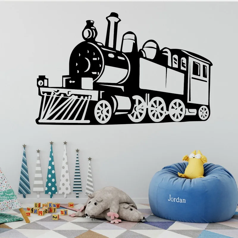 

Claasic Steam Train Wall Stickers Removable Wall Decal Train Wall Sticker Decoration Living Room Kids Boys Room Mural Poster
