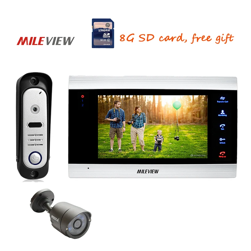 

Free Shipping 720P AHD HD 7" Screen Video Intercom Door Phone Record System + Waterproof Doorbell Camera + Bullet 1200TVL CCTV