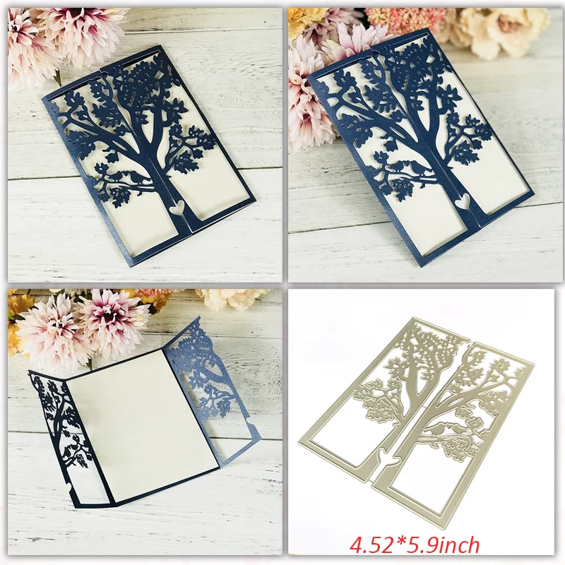 CHBC Lace Tree Couple Wedding Invitation Metal Die Cuts Stencils Embossing Stencil Template Moulds for DIY Scrapbooking Cards 