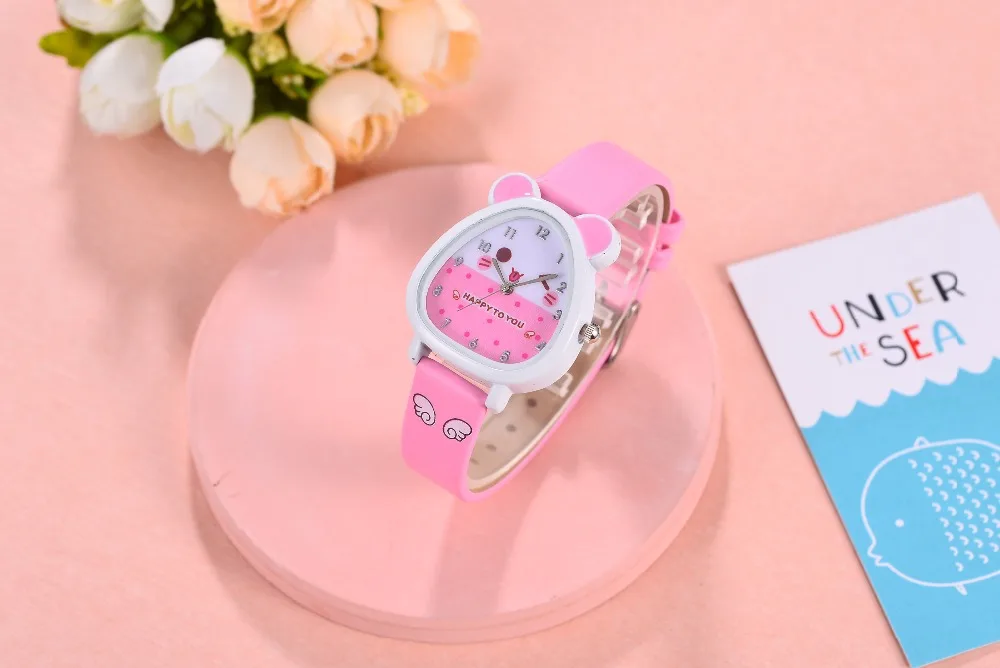 Новые брендовые милые детские наручные часы с кошкой подарок для девочки аналоговые часы кожаный ремешок студенческий мультфильм кварцевые часы reloj de mujer