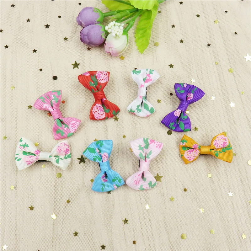 2PCS/LOT Peony Flower Small Bow Hairpin For Girls Handmade Child Elastic Hair Bands Scrunchy Clip Accessories Kids 2018 |