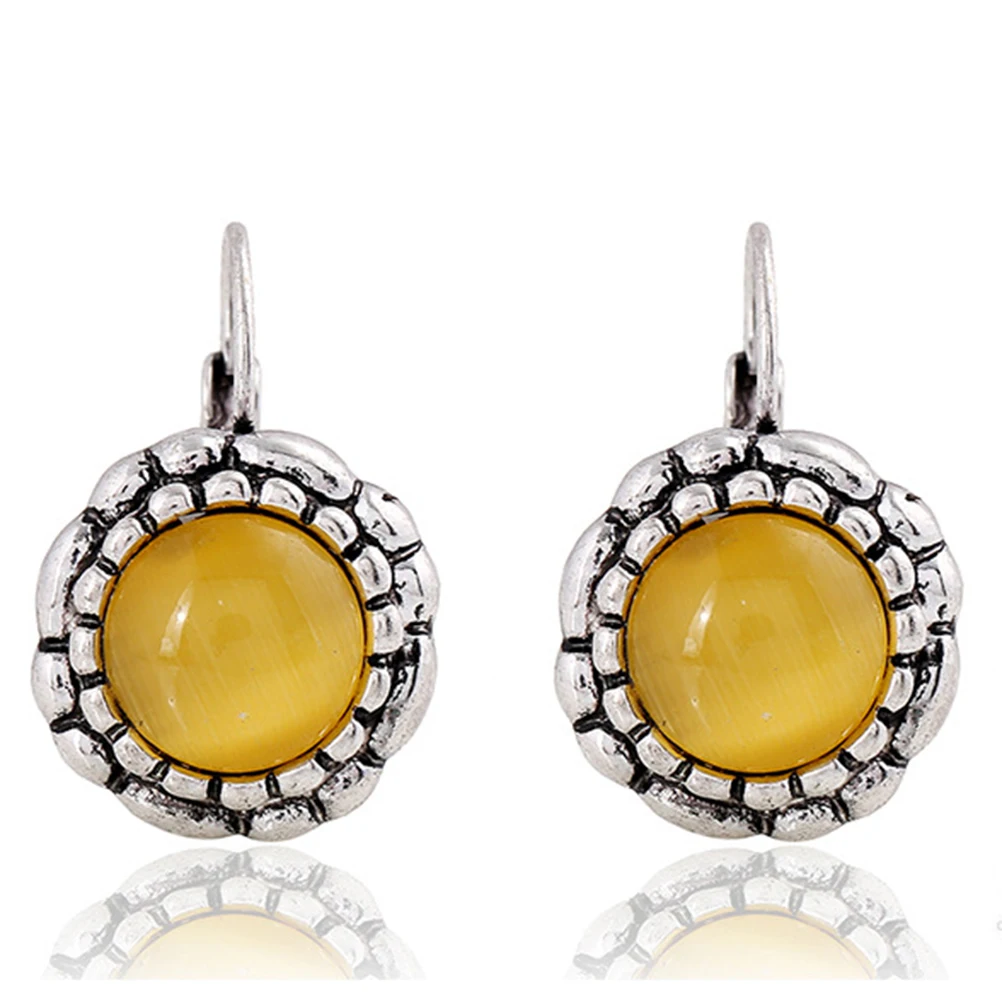 A Pair of Fashion Hoop Earrings Rhinestone Cymophane European Style Earrings for Jewellery Women Gift Daily Use