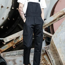 Летние мужские модные рабочие брюки с подтяжками, японские Свободные штаны с 9 точками, мужские повседневные штаны с 9 точками