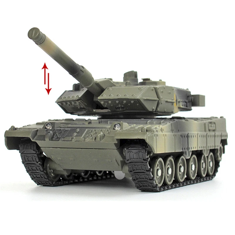 

Alloy Diecast Leopard 2 Tank M1A2 Military Combat Tank Model 1:48 With Sound & Flashing Light Pull Back Camouflage Children Toys