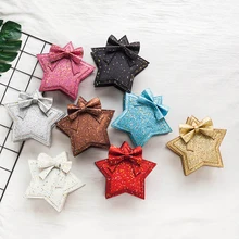 Кошельки принцессы с блестками для девочек с пятиконечной звездой, корейские милые маленькие кошельки с бантом, модные уличные Детские прозрачные сумочки-мессенджеры