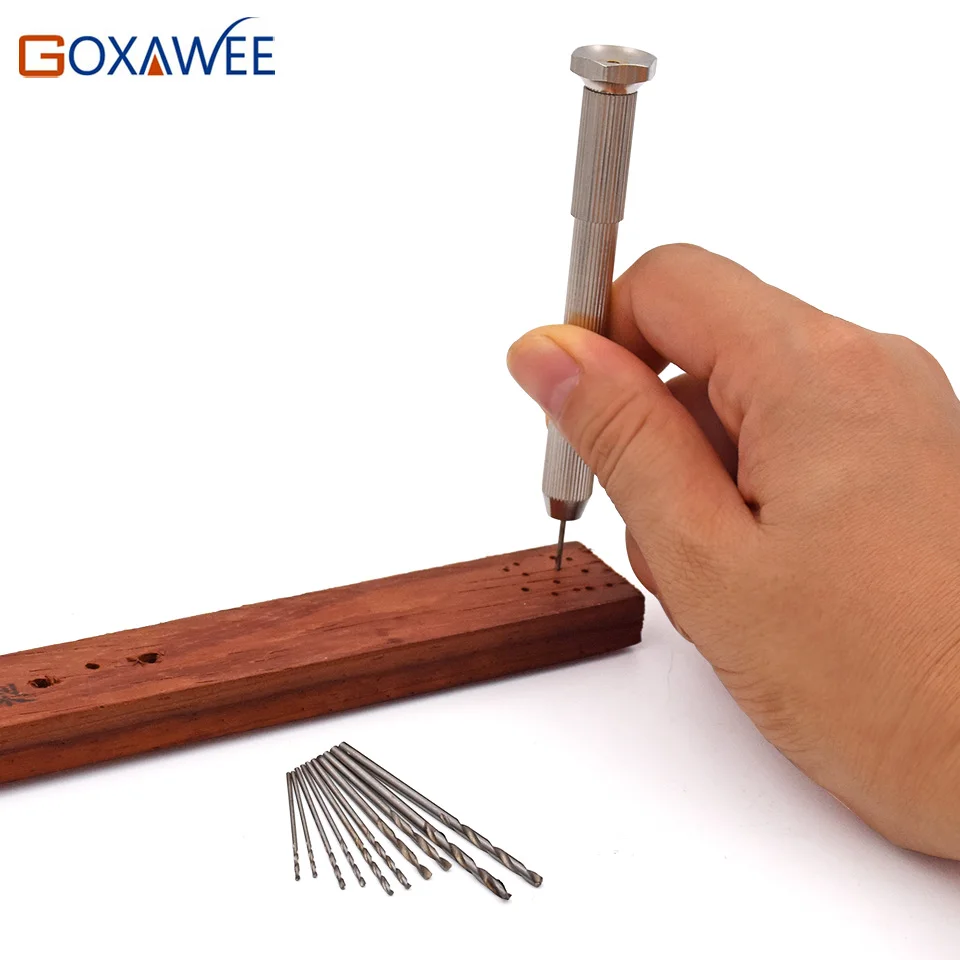  High Quality Mini Micro Aluminum Hand Drill With Keyless Chuck +10pc Twist Drill Bit Woodworking Dr