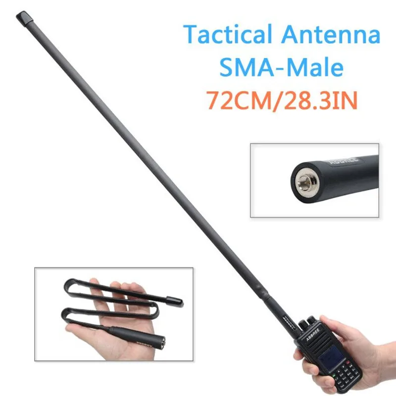 ABBREE SMA-Male VHF UHF Двухдиапазонная 144/430Mhz Складная тактическая антенна для Yaesu TYT MD-380 Wouxun KG-UV8D 9D Plus рация