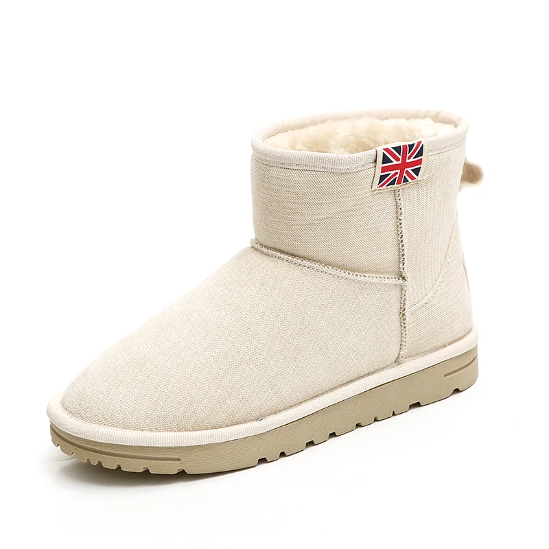 

Thick Warm Winter New Shoes With Flat Head Flat Boots Boots Shoes Frosted Female Shoes Snow Boots Breathable Warm Plush