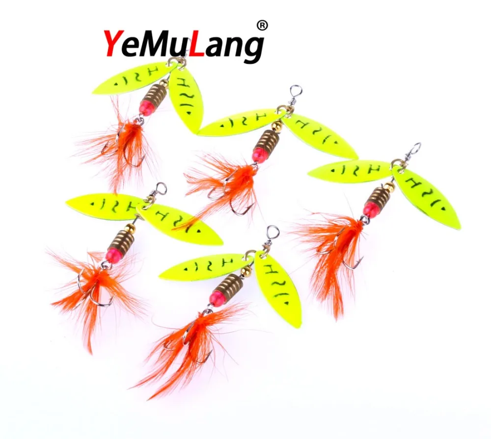 YeMuLang 1PCS Hard Fishing Lures 4.5g Bait ice Diving Swivel Jig Wobbler Iron Winter With Feather 8# Hook For | Спорт и развлечения