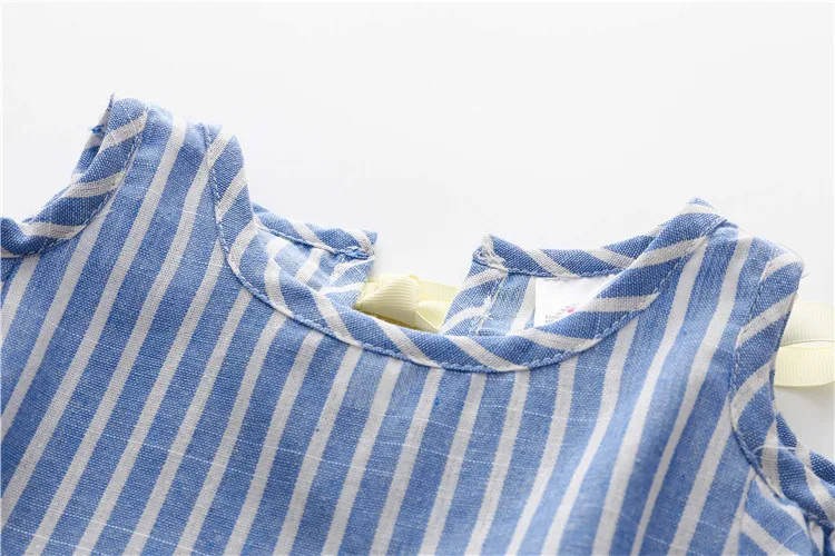 2018 Summer 2 3 4 6 8 10 Years Children Birthday Party Dance Prom Blue Stripe Little Kids Sexy Baby Girls Strap Princess Dress (4)