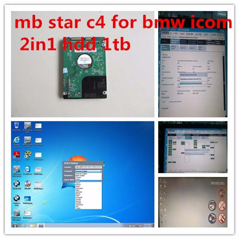  2in1 1tb hdd software de diagnóstico MB Star C4 SD conectar V2019.12 + para BMW Icom A2 B C 2020 so