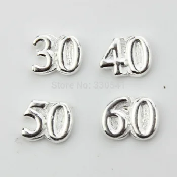 

40pcs/lot 30-60 number charm floating charm for ring MIXA1229