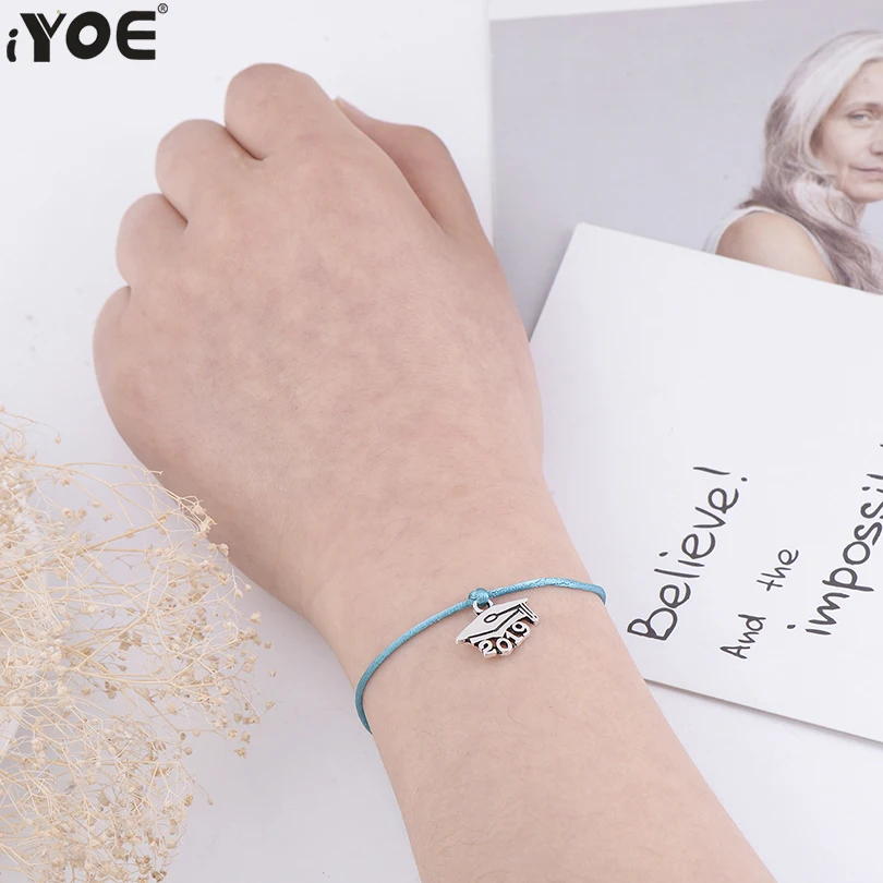 Мужские и женские браслеты из красной веревки IYOE ручной работы с шапочкой для