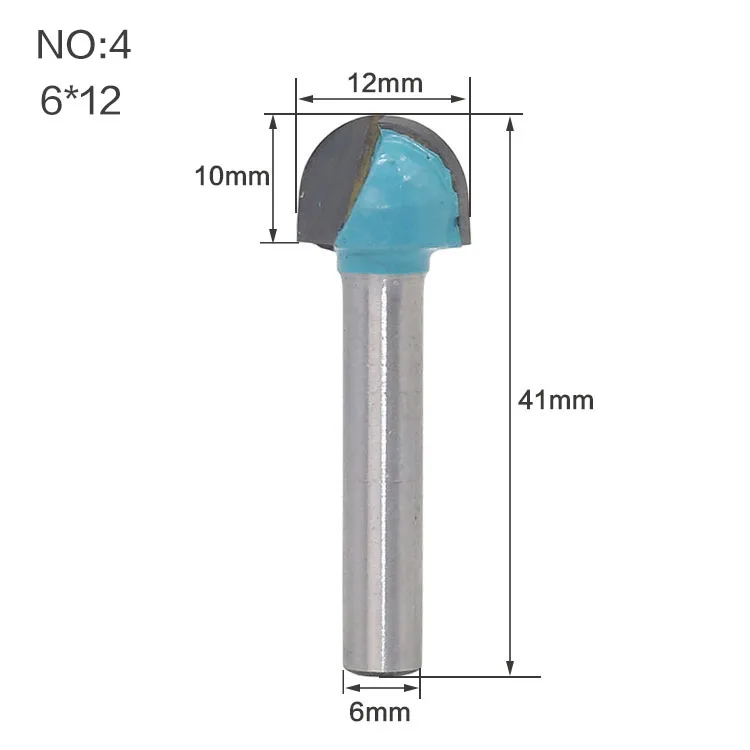 1 шт., 6 мм хвостовик, инструменты с ЧПУ, твердосплавные круглые носовые биты, круглый нос, коута, ядро, коробка, фрезы, шейкер, резак, инструменты для деревообработки - Длина режущей кромки: NO4