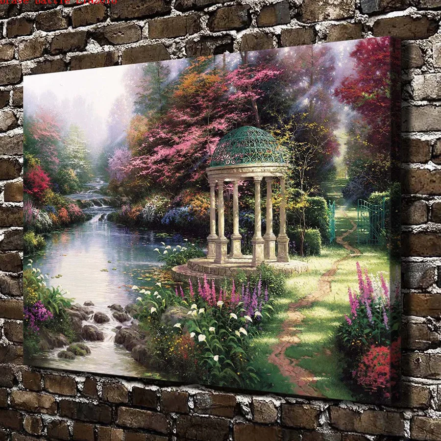 Thomas Kinkade The Garden Of Prayer Scenery Canvas Painting Print