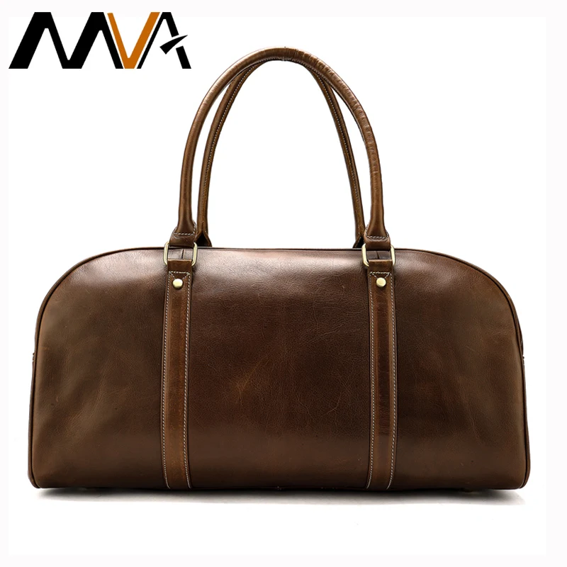 

MVA Large Weekend Duffle Bag Genuine Leather Men's Travel Bag for Luggage Business Suitcase High Quality Duffle Travel Bags 8390