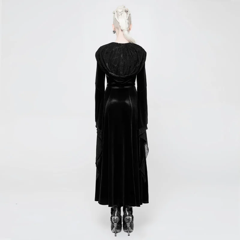 Модные элегантные черные и тонкая версия больше Шапки Для женщин пальто Готический независимых талии шлевки Кепки длинное пальто в стиле