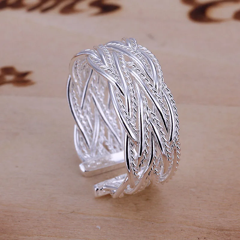2014 Hot sell Chrismas gift Wholesale silver plated ring fashion jewelry,Small reticulocyte ring SMTR023
