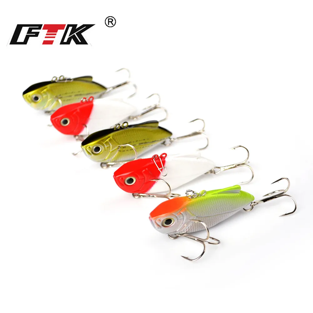  FTK Fishing Lure Kit Minnow Wobbler 5pcs/lot Jig Head 65mm 12.5g 3D Eye VIB Lure Swim Bait Fishing 