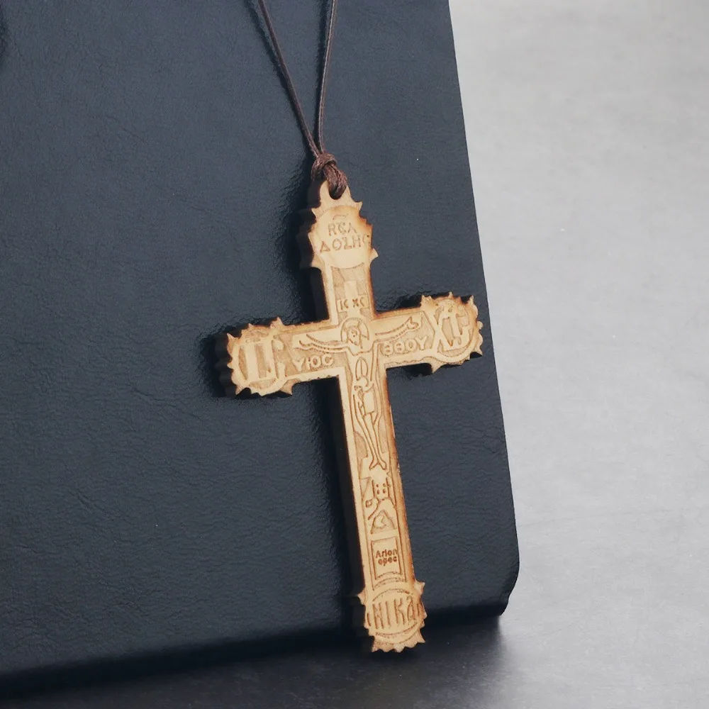 Large Wooden Religious Orthodox Cross Pendant Necklace Men Handmade Rope  Chains Necklace Jewelry Father Gifts bijoux NC167|Pendant Necklaces| -  AliExpress