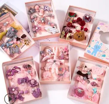 

set kid fashion hair accesories hairpin headband gift box baby girl hairclip