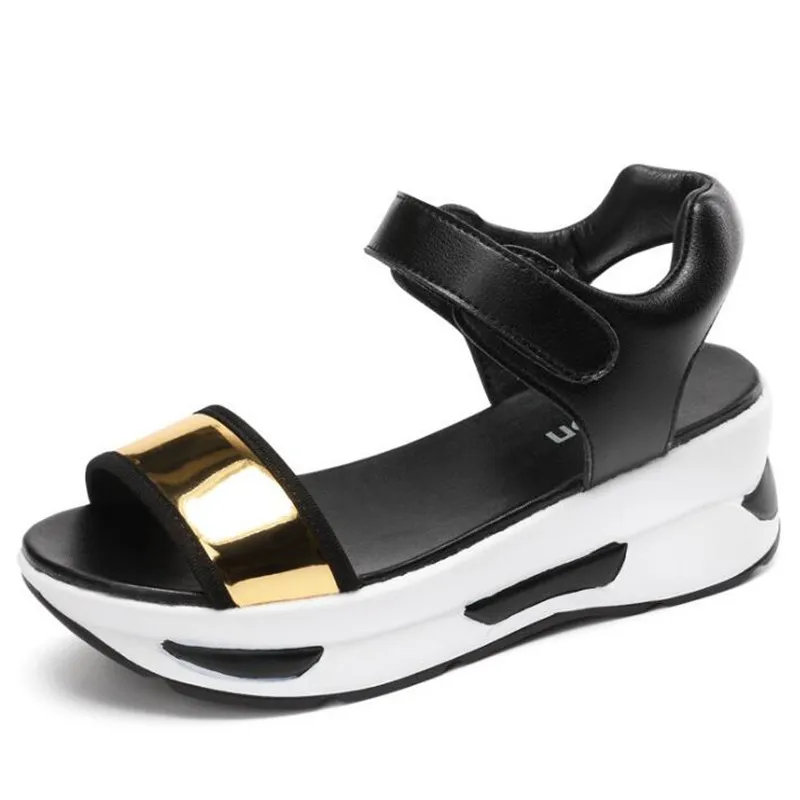 

2019 New Summer Spell Color Fashion Sandals Women Shoes High Heels Wedges Sandals Light Comfortable Leather Shoes Woman Sandals